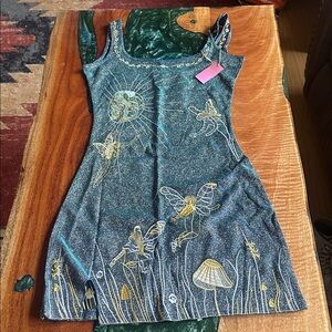 Lavish ivy Blue and Gold Mini Dress